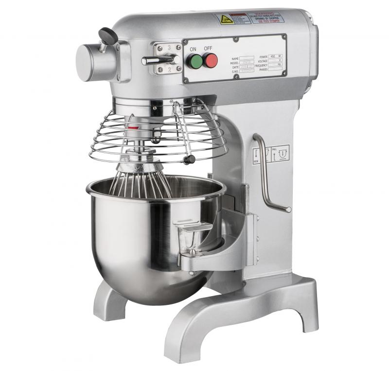 Omcan 10 qt Standard-Duty Planetary Mixer with Guard – Metallic Gray | Item 20467