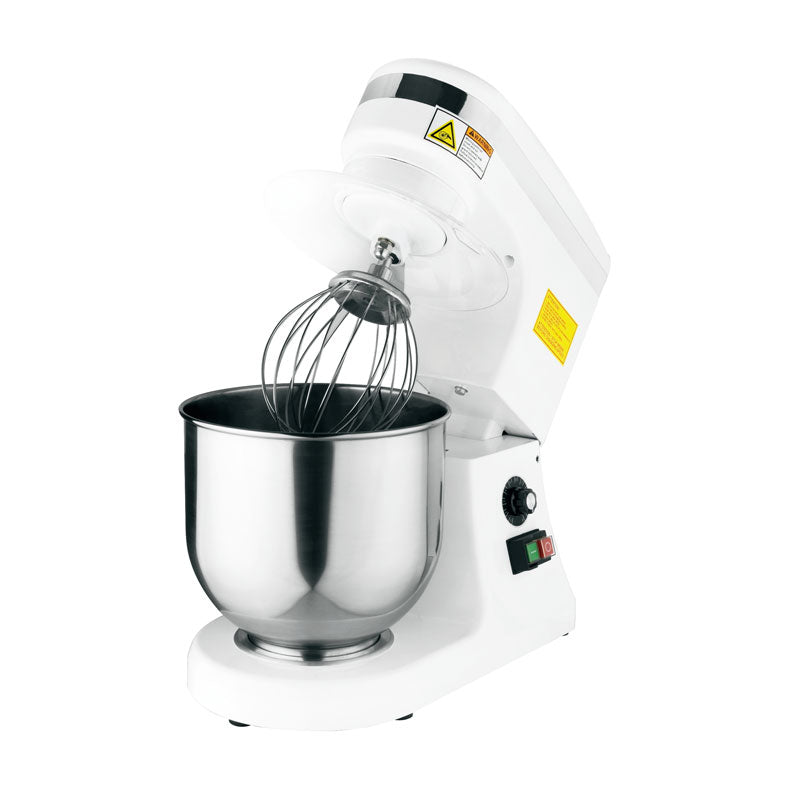Omcan 7 qt White Countertop Planetary Mixer with Guard – 110V, 270W