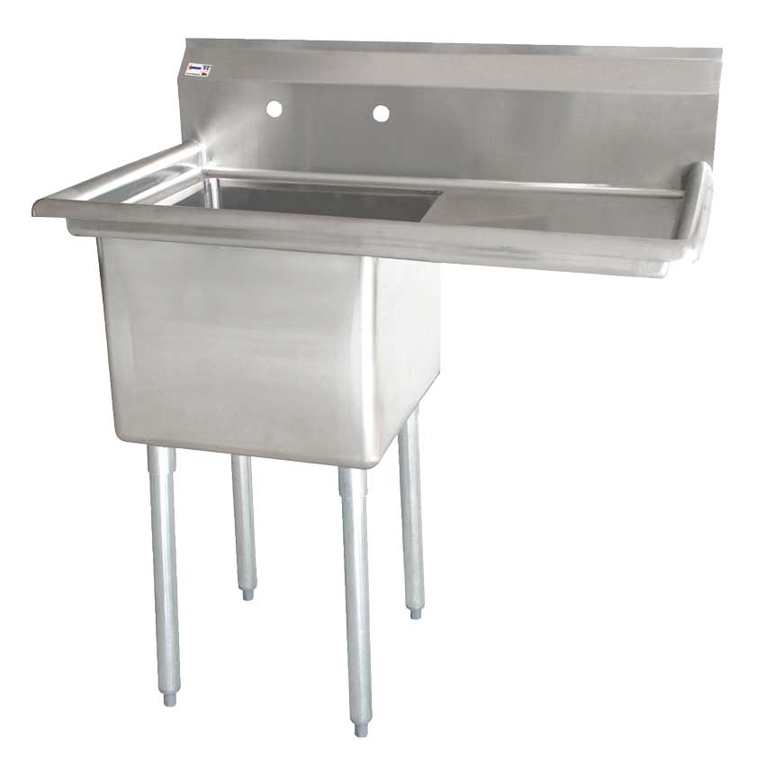 Omcan 18" × 18" × 11" One Tub Sink with Right Drainboard