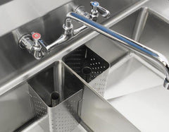 Omcan 120" Three Compartment Stainless Steel Sink with Two Drainboards