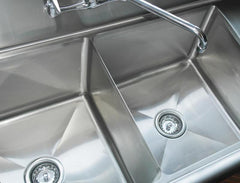 Omcan 120" Three Compartment Stainless Steel Sink with Two Drainboards