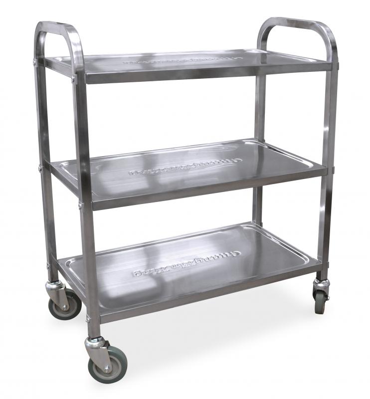 Omcan Stainless Steel 3-Shelf Bussing Cart – 27.25" × 15.75" Tray Size | Item 24418