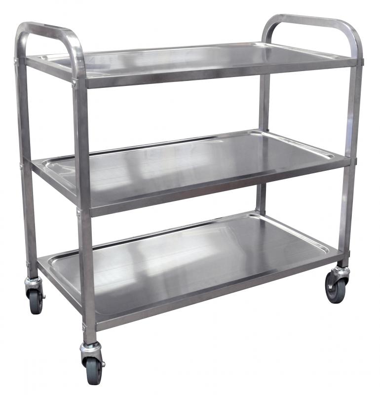 Omcan Stainless Steel 3-Shelf Bussing Cart – 31.5" × 17.6" Tray Size